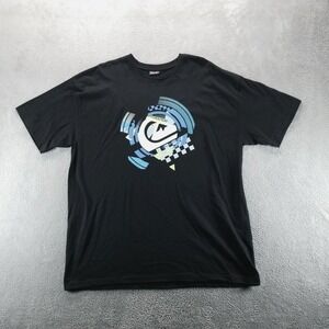 VTG Quiksilver Shirt Mens XL Black Short Sleeve Crew Neck Skate Surfer Y2K Cyber